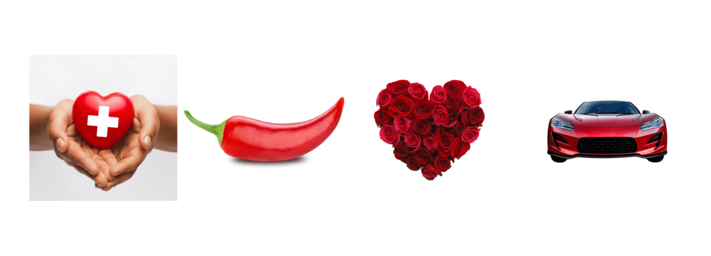 A banner with a red heart, chili peppers, a car, and a nurse's hand holding a syringe.