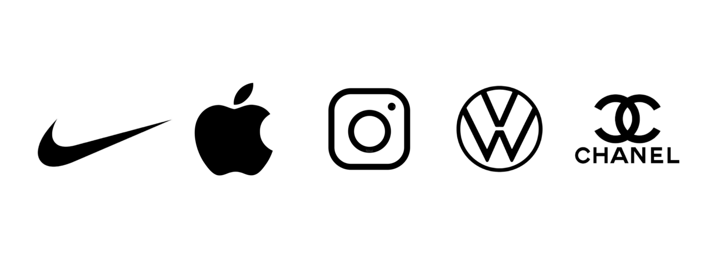 A collection of logos, including Apple, Nike, Chanel, and others.