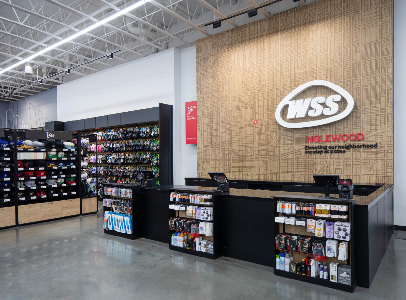 An image of a store interior, featuring a sign that reads