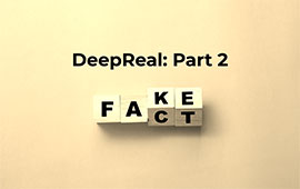 A Scrabble board with the word "DEEPFAKE" on it, placed in front of a wall.