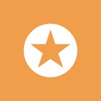 An orange background with a white star in the center, representing a logo or emblem.