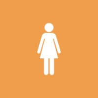 An icon of a woman, which is commonly used to represent females in various contexts such as restrooms or gender-speci…