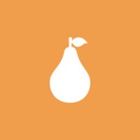An icon of a fruit, specifically a banana, on a solid orange background