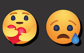 The image displays three emoticons, each representing a different facial expression: one with a surprised look, another with a sad face, and the…
