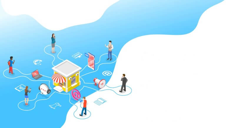 An illustration depicting a group of people on a beach, engaged in various activities such as sunbathing, swimming, and playing games.