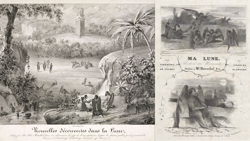 An image of a vintage book cover featuring an illustration of a tropical landscape with people, palm trees, and a river. The title
