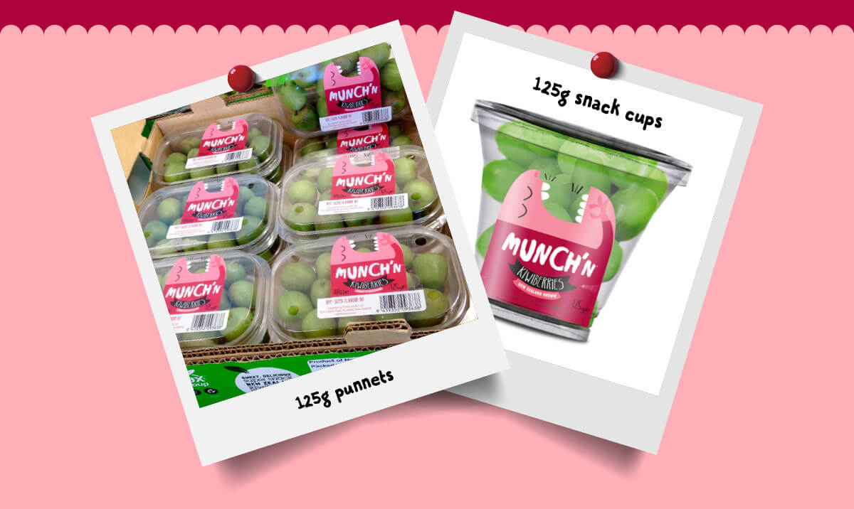 Two photos placed side by side, each depicting a different scene. On the left, there's a photo of a store display featuring a variety of fruits…