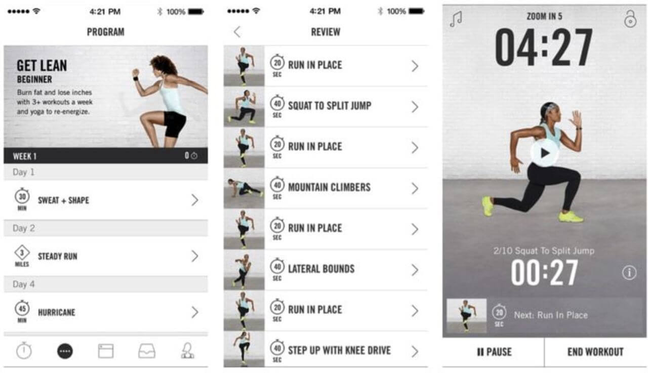 A screenshot of a smartphone displaying an app interface, which includes various workout plans and exercise routines, along with a timer set to 49…