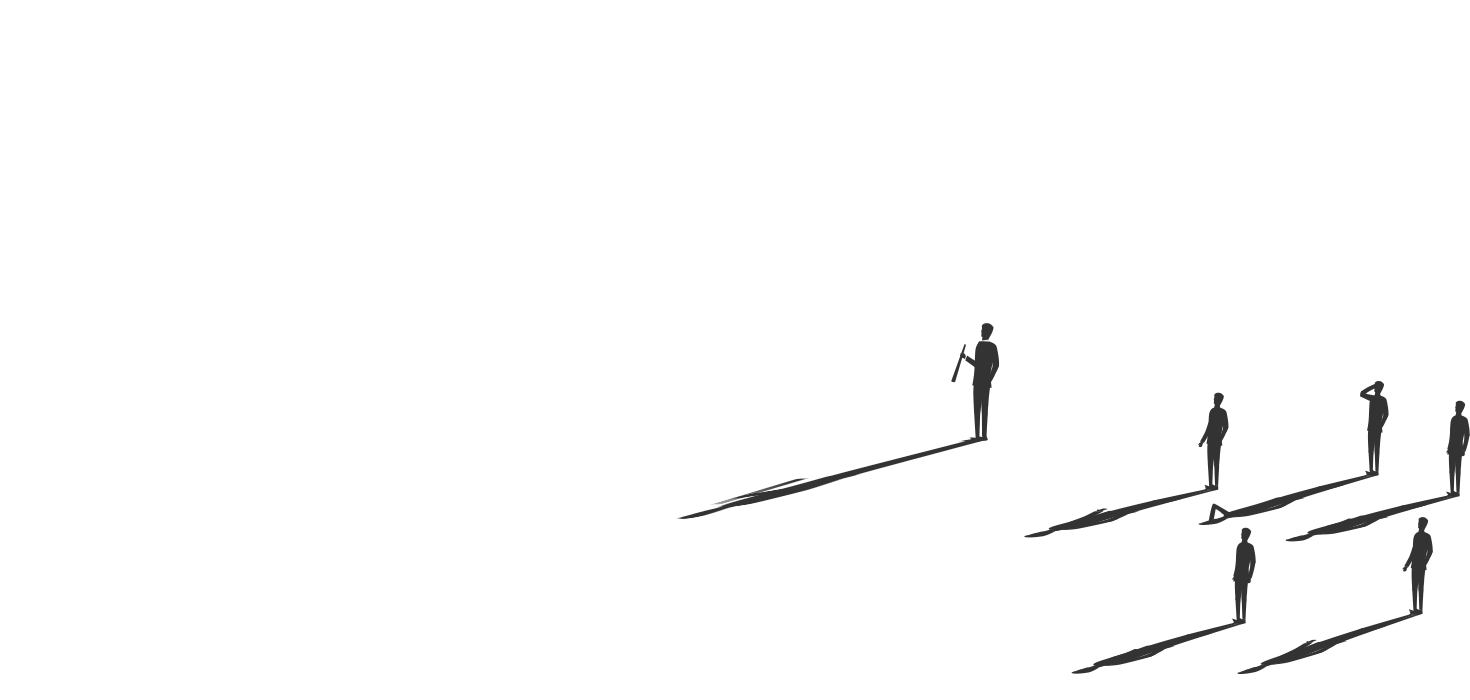 A black and white photo of a group of people walking in a line