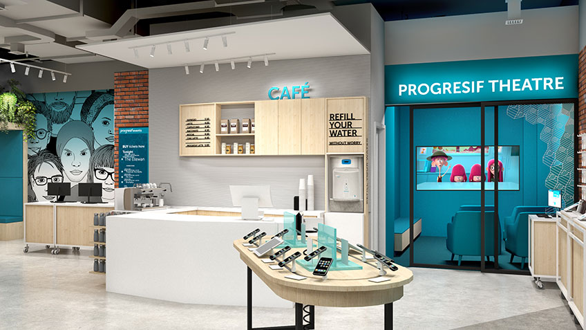 An image of a modern cafe interior.