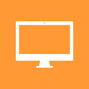An orange square icon representing a computer monitor.