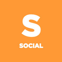 The image displays an orange background with the white letter