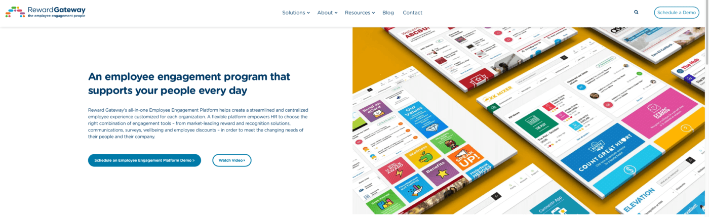 A screenshot of a website homepage with a colorful design, featuring various sections and elements such as navigation menu, hero section, about us…