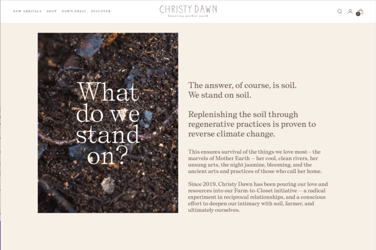 A screenshot of a webpage with an article about climate change, featuring a photo of soil and the question