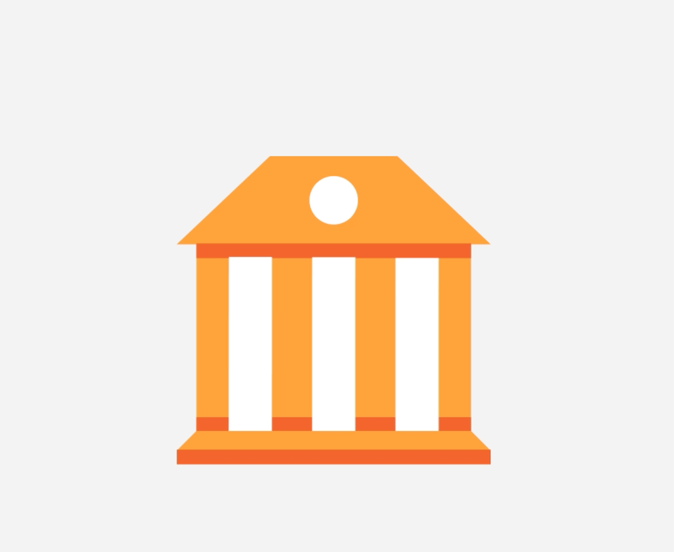 An icon of an orange building with a white roof, resembling a bank vault.