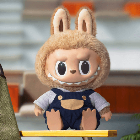 An image of two different views of a stuffed animal, which appears to be a cartoonish character resembling a bear with human-like features,…