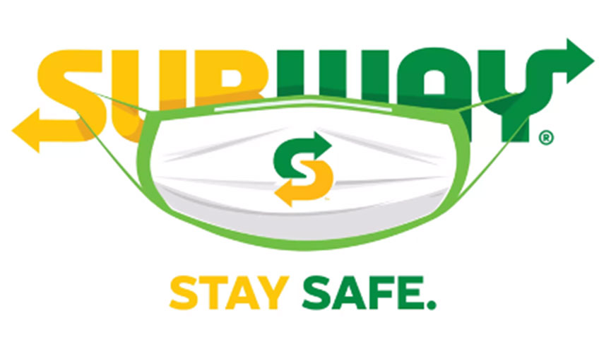 Subway logo with mask promoting safety