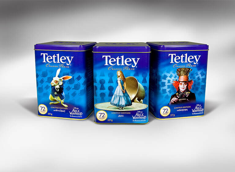 Three boxes of tea, each featuring different illustrated characters on the front.