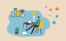 Man at desk working from home