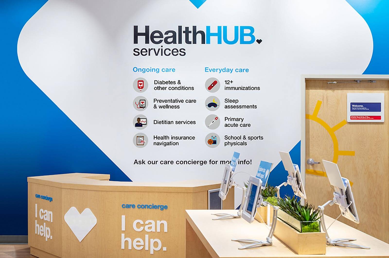 A sign advertising healthcare services.