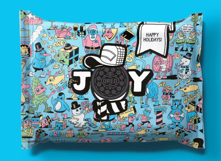 Oreo Colourfilled packaging filled in with the word