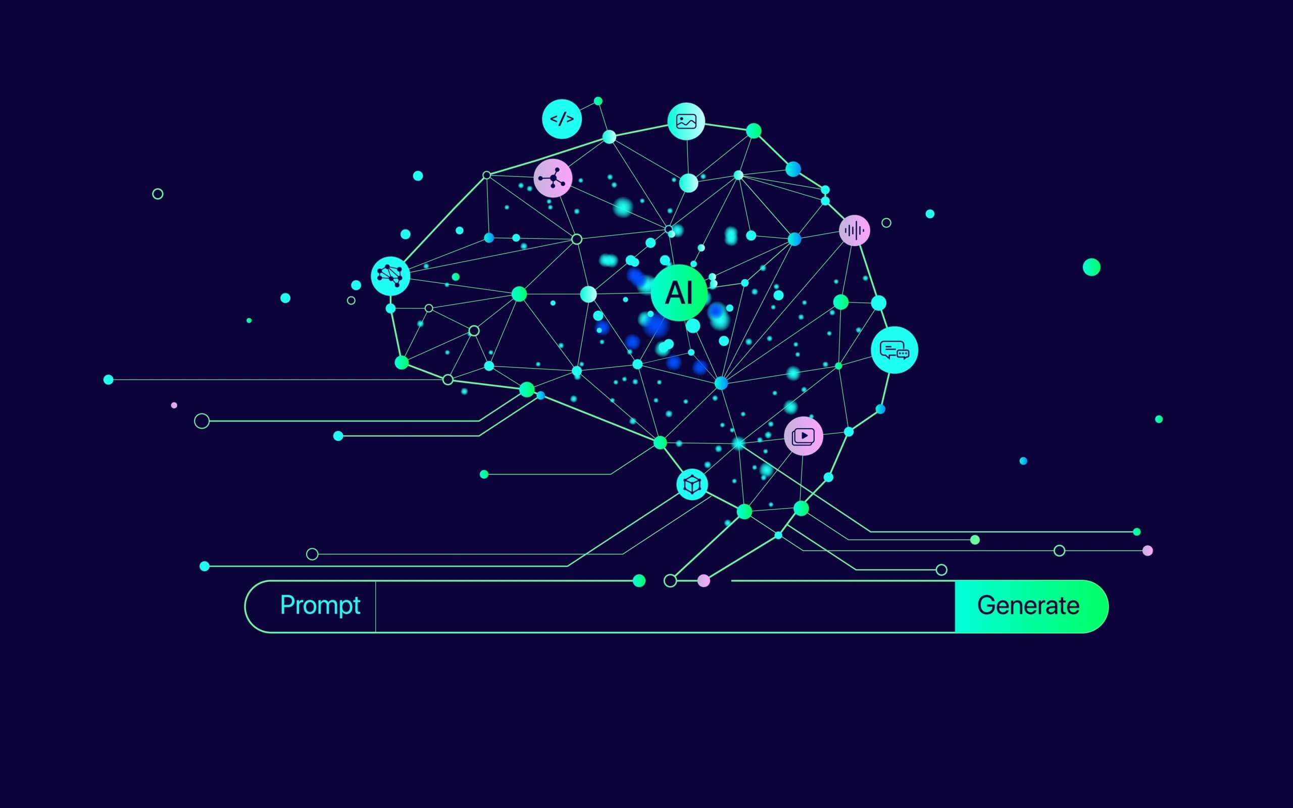 The image displays a digital illustration of a neural network, which appears to be a diagram representing the structure and connections within an…