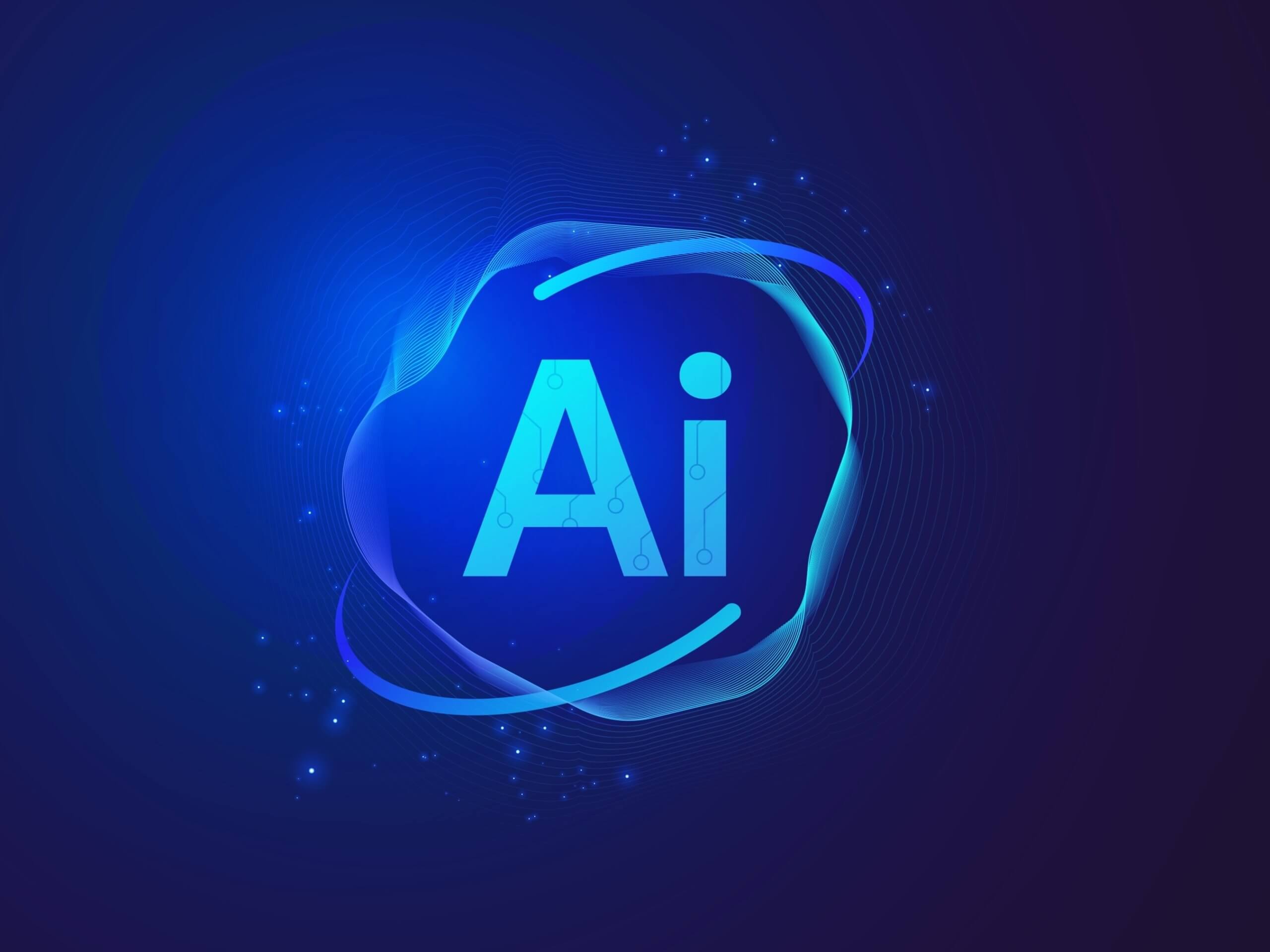 The image features the logo of AI, which is a blue circle with an